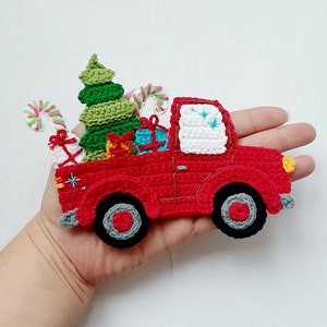 PATTERN Christmas Truck Applique Crochet Pattern PDF Crochet Christmas Decor Applique Holiday Crochet Baby Blanket Pattern Baby Gift ENG
