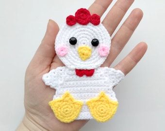 PATRÓN Aplique de pollo Patrón de crochet PDF Patrón de animal de granja Descarga instantánea Adorno de aplique de crochet de pollito de Pascua de pájaro de granja ENG