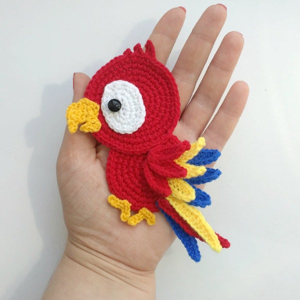 PATTERN Parrot Applique Crochet Pattern PDF Tropical Bird Crochet Applique Pattern Baby Shower Gift Motif Ornament Baby Blanket ENG