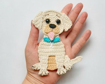 PATTERN Labrador Retriever Dog Applique Crochet Pattern PDF Pets Animal Pattern Farm Applique Accessories Motif Crochet for Baby Blanket ENG