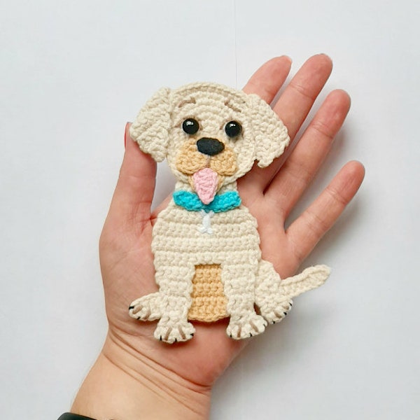 PATTERN Labrador Retriever Dog Applique Crochet Pattern PDF Pets Animal Pattern Farm Applique Accessories Motif Crochet for Baby Blanket ENG