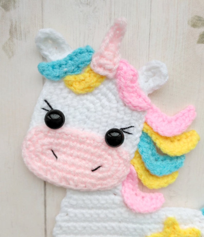 PATTERN Unicorn Applique Crochet Pattern PDF Instant Download Baby Shower Gift Embellishment Accessories Motif Ornament for Baby Blanket ENG image 3