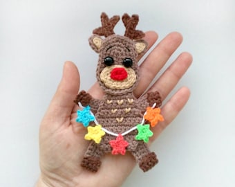 MÖNSTER Ren Rudolf Applikation Virkmönster PDF Virkad Hjort Jul Semester Jul Virkad Dekor Babyfilt Babypresent ENG