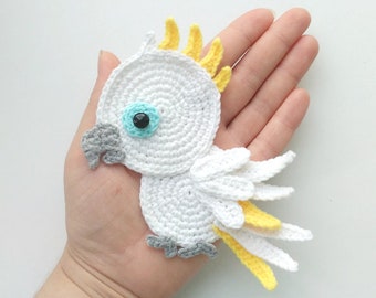 PATTERN Cockatoo Applique Crochet Pattern PDF Tropical Bird Crochet Applique Pattern Baby Shower Gift Motif Ornament Baby Blanket ENG