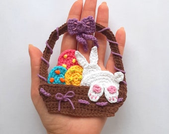 PATRÓN Patrón de aplique de cesta de Pascua, PDF, Decoración de crochet, ENG
