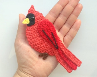 PATTERN Red Cardinal Applique Crochet Pattern PDF Tropical Bird Crochet Applique Pattern Baby Shower Gift Motif Ornament Baby Blanket ENG