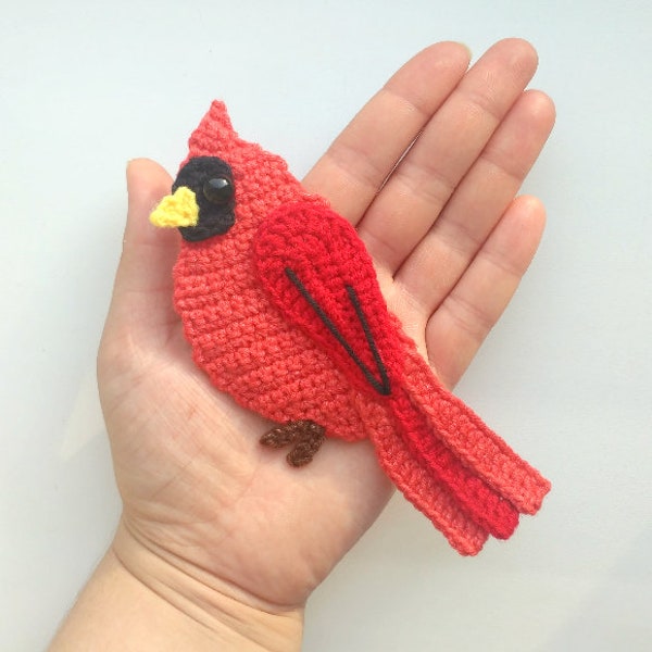 PATTERN Red Cardinal Applique Crochet Pattern PDF Tropical Bird Crochet Applique Pattern Baby Shower Gift Motif Ornament Baby Blanket ENG