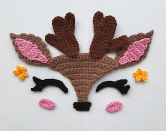MOTIF Chevreuil appliqué au crochet, motif PDF au crochet, animaux de la forêt, appliques motif au crochet, décoration au crochet, couverture pour bébé au crochet, cadeau pour bébé au crochet, FR