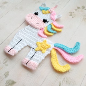 PATTERN Unicorn Applique Crochet Pattern PDF Instant Download Baby Shower Gift Embellishment Accessories Motif Ornament for Baby Blanket ENG image 4