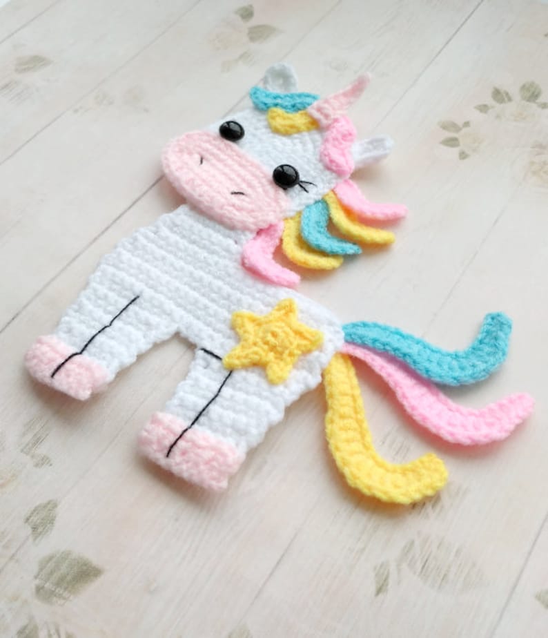 PATTERN Unicorn Applique Crochet Pattern PDF Instant Download Baby Shower Gift Embellishment Accessories Motif Ornament for Baby Blanket ENG image 4