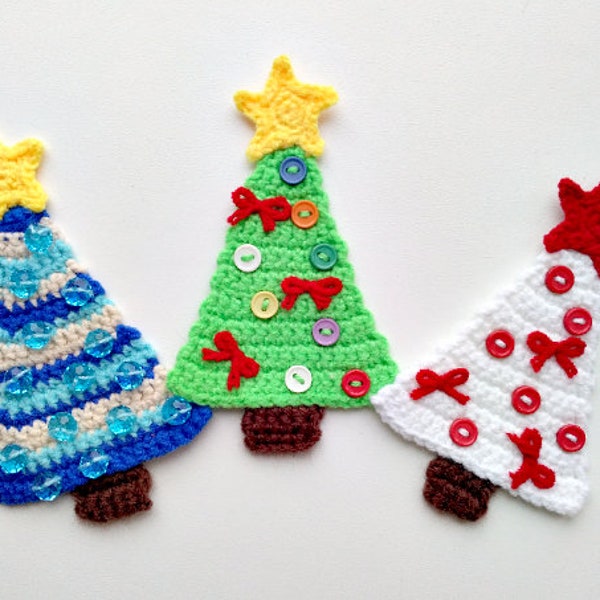 PATTERN Christmas Tree Applique Crochet Pattern PDF Christmas Holiday Gift Crochet Decor Crochet Baby Blanket Crochet Baby Gift ENG