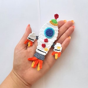 PATTERN Rocket Applique Crochet Pattern Crochet Transport Pattern Crochet Space Motif Ornament Crochet Baby Blanket Baby Shower Gift ENG