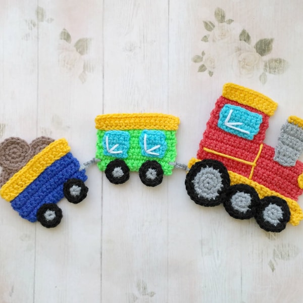 PATTERN Train Applique Crochet Pattern Crochet Transport Pattern Instant Download PDF Crochet Decor Crochet Baby Blanket Baby Gift ENG