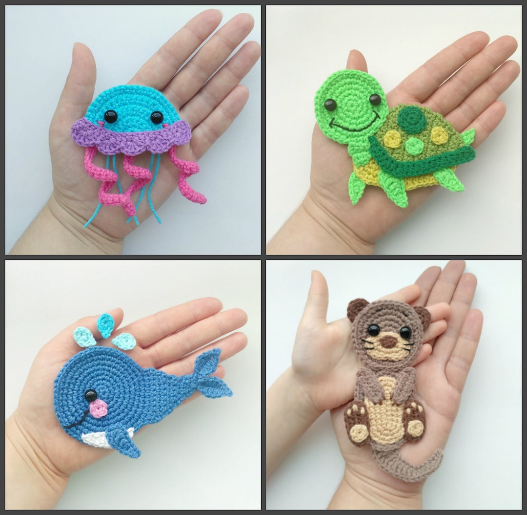 PATTERN Sea Creatures Applique Crochet Patterns PDF Otter Whale ...