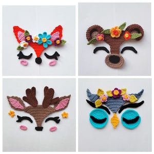 PATTERN Woodland Animals Applique Crochet Patterns PDF Deer Bear Owl Fox Crochet Appliques Forest Animals Crochet Baby Blanket Baby Gift ENG