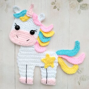 PATTERN Unicorn Applique Crochet Pattern PDF Instant Download Baby Shower Gift Embellishment Accessories Motif Ornament for Baby Blanket ENG image 2