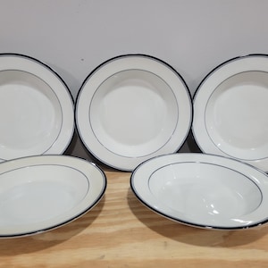 Dansk Concerto Sri Lanka Allegro Blue 8&quot; Rim Soup Bowls - Set of 5