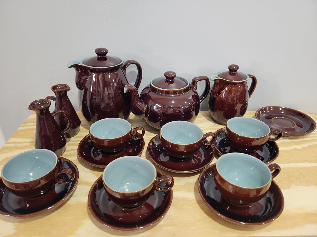 Denby England Homestead Brown Tea Set Set of 18 Pieces Etsy