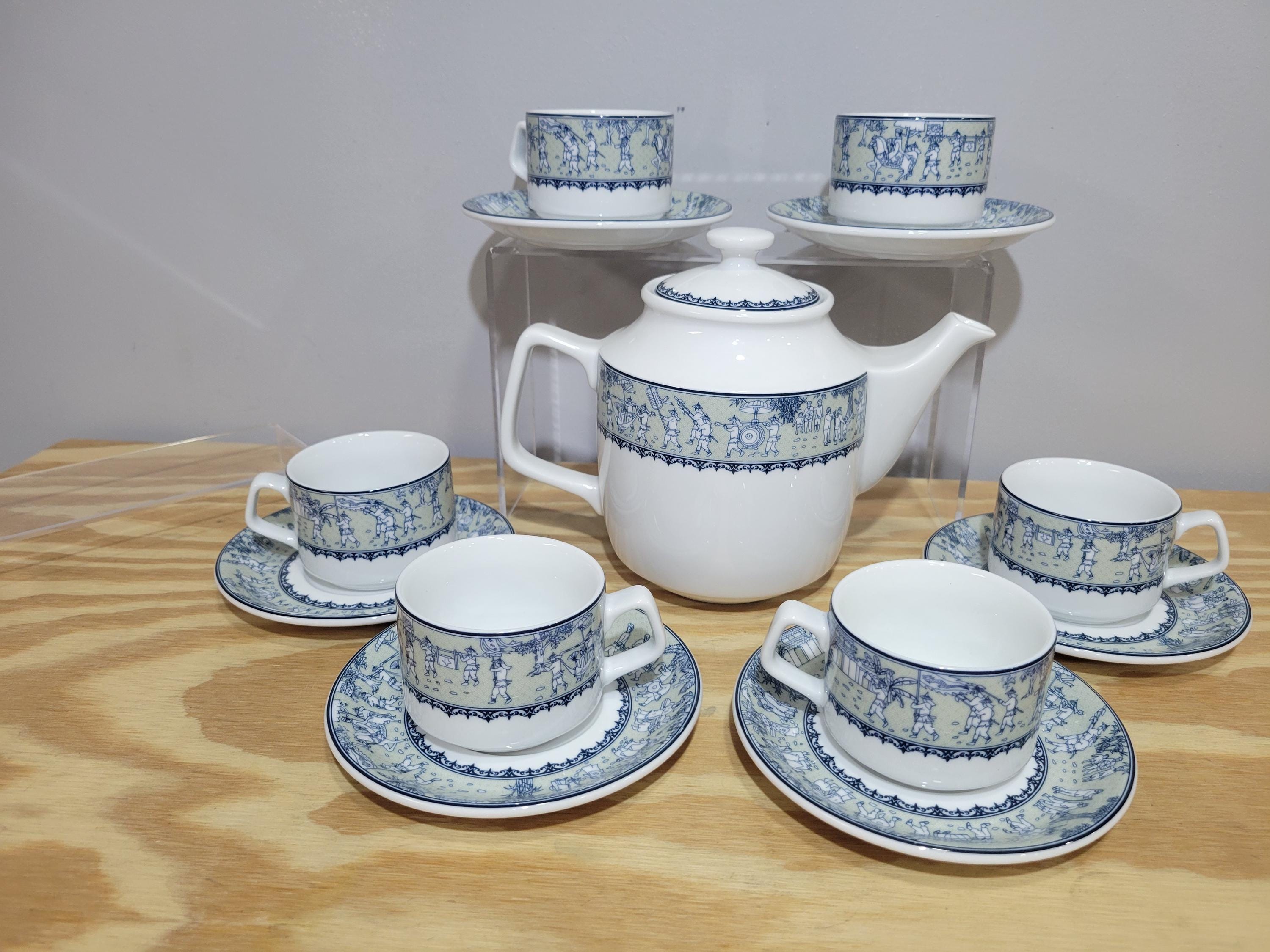 Minhlong Vietnam Fine Porcelain Jasmine 14pc Tea Set for 6 - Etsy