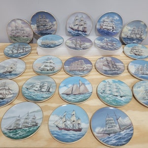 Danbury Mint 25 Great American Sailing Ships Mini Porcelain Plates - Set of 23