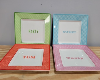 Martha Stewart Collection Dish of the Day 7" Square Appetizer Plates - Set of 4