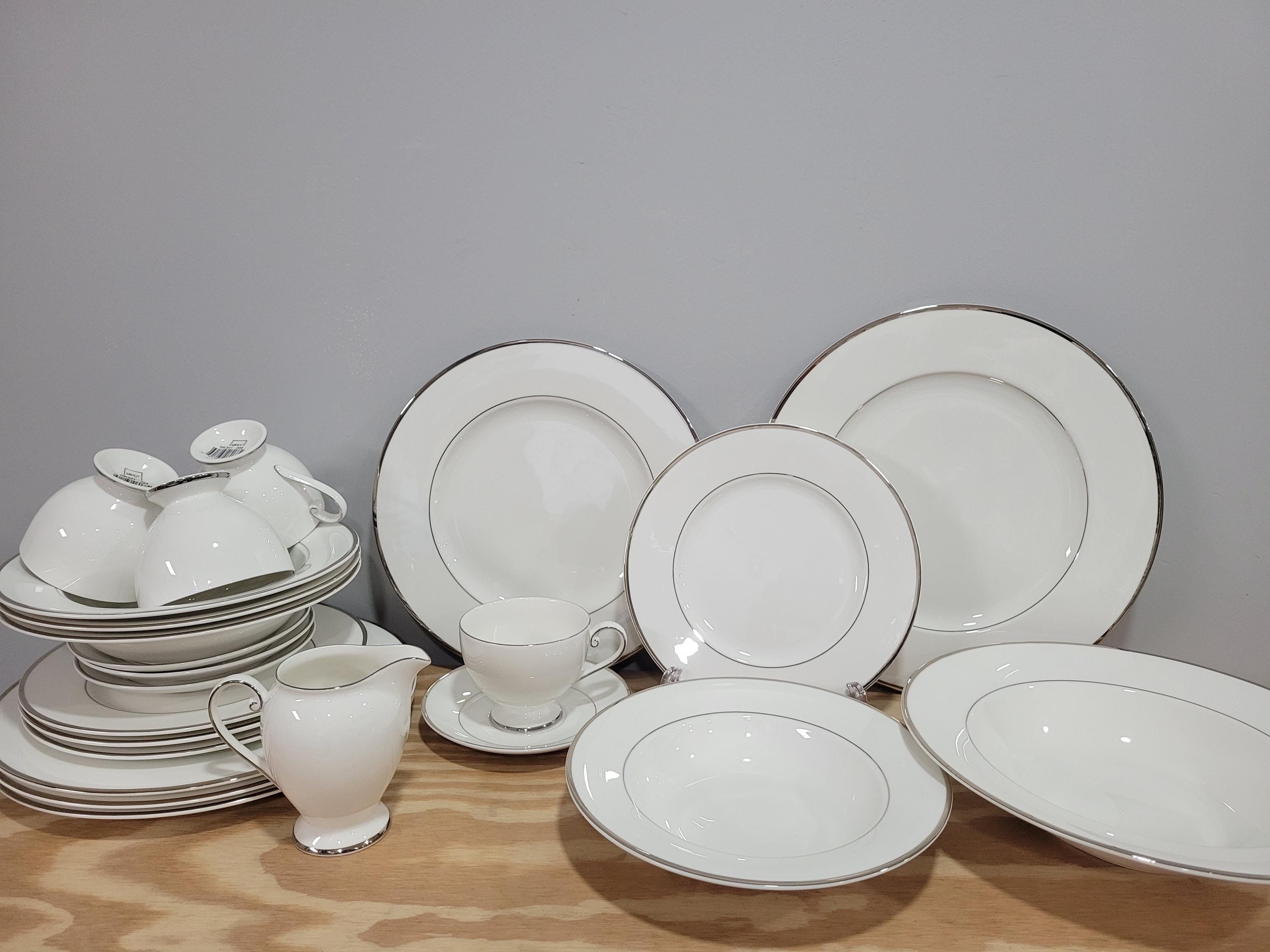 食器 Mikasa Cameo Platinum 20pc Dinner Set Mikasa Cameo Platinum Fine China Dinnerware ---PICK--- - Etsy