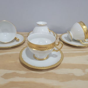 Hutschenreuther Selb LHS Bavaria Solid Gold Trim Cup & Saucer Set - 4 Sets
