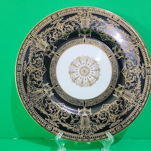 Rare Royal Worcester Cobalt Blue & Gold Border Dinner Plate