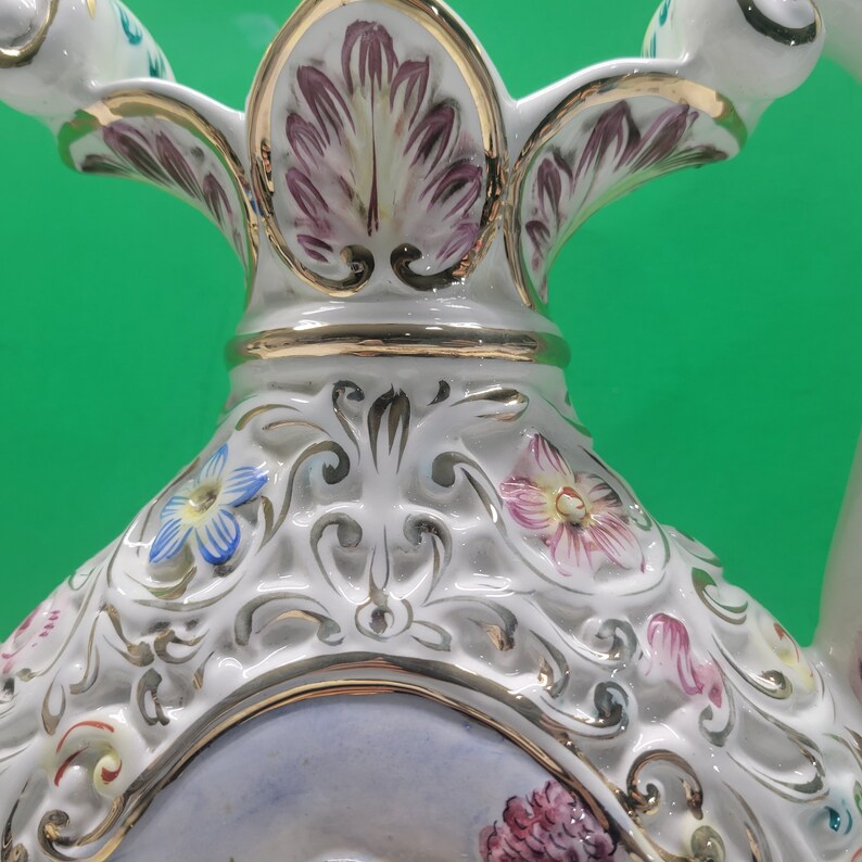 Capodimonte Large Rococo Style Porcelain Amphora Twohanded Vase Etsy