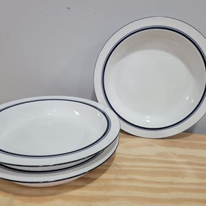 Dansk Bistro Christianshavn Blue 8&quot; Porcelain Rim Soup Bowls - Set of 3