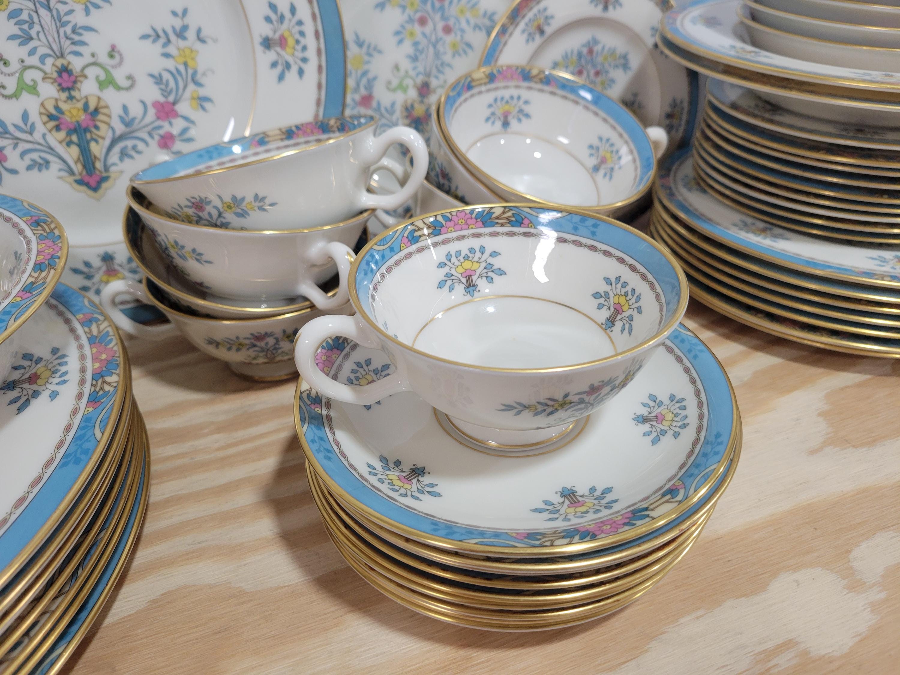 Lenox Blue Tree Gold Trim Porcelain Dinnerware Setting - Etsy