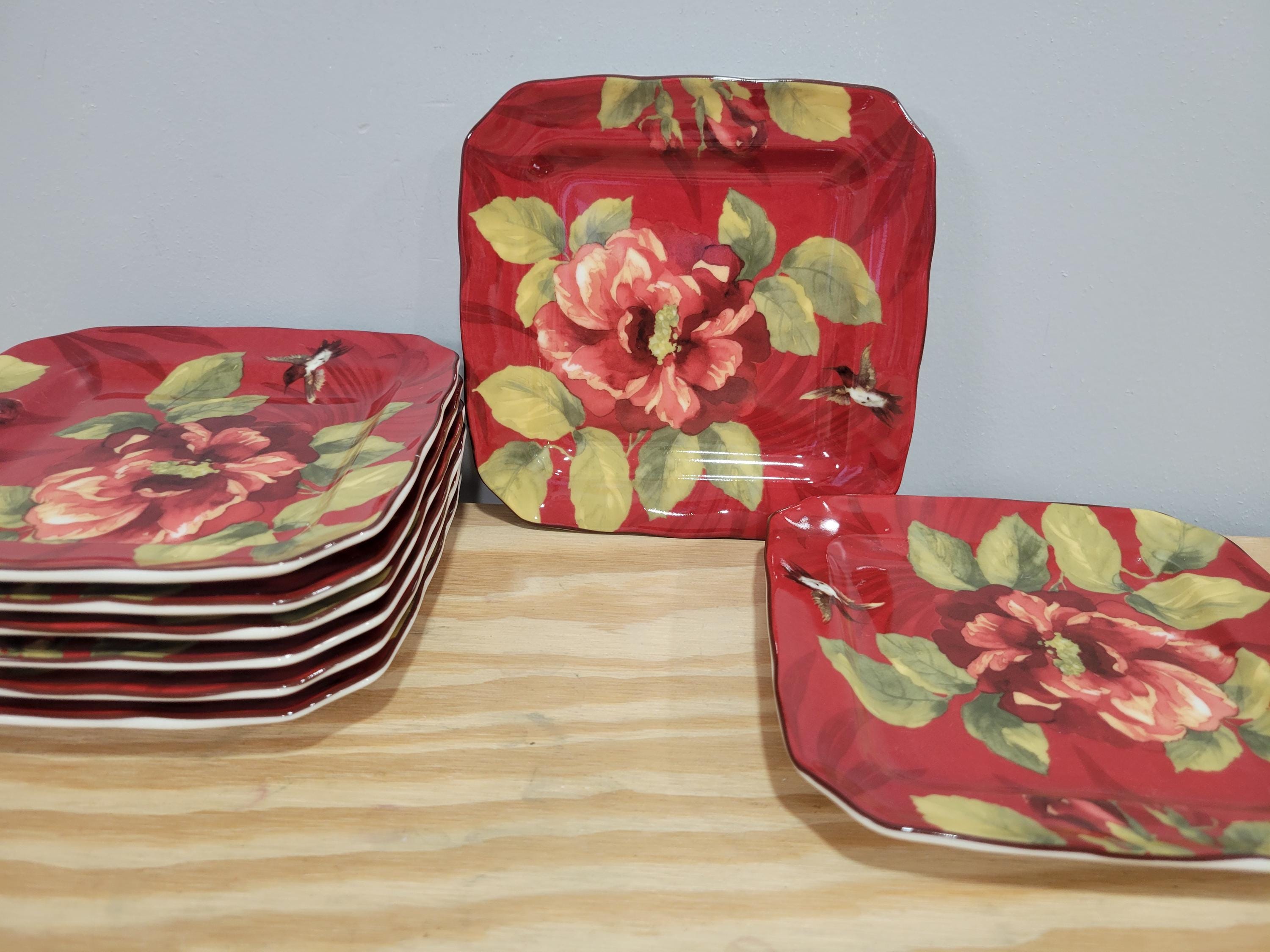 Vintage Enameled Chinoiserie Appetizer/Dessert Plates Made In England A Set Of 4 8390