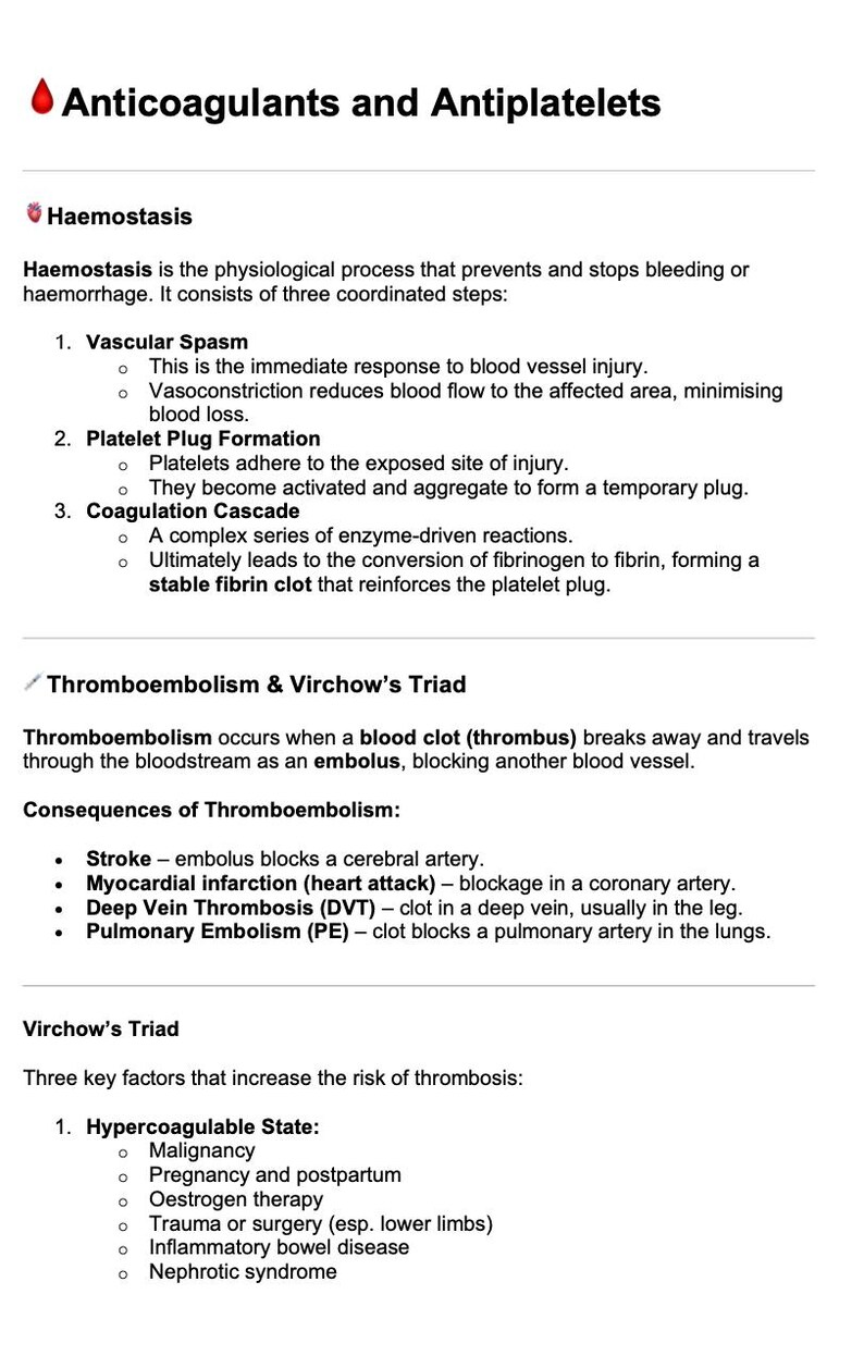 Antiplatelets and Anticoagulants Pharmacy Clinical Notes - Aspirin ...