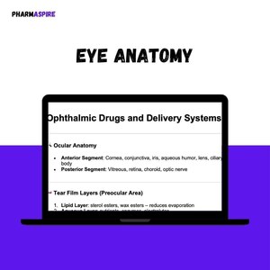 Ophthalmic Drugs and Delivery Systems Study Guide: Anatomy, Drug Delivery, and Challenges