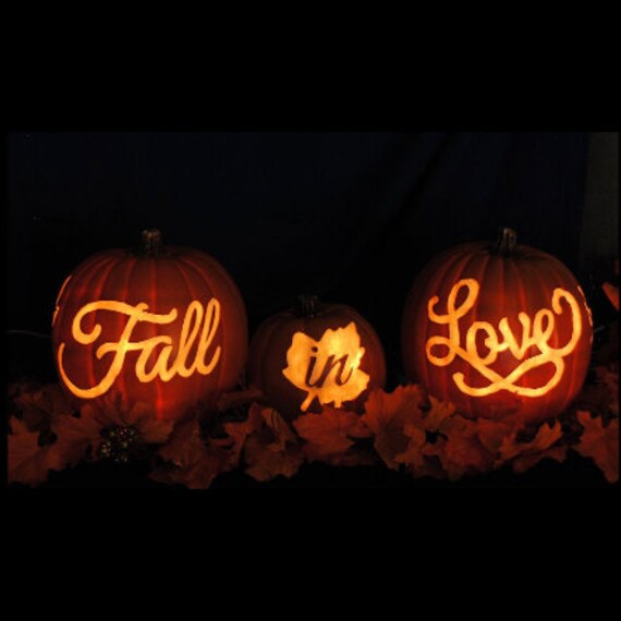 Fall in Love With Leafs Shaded - Carved Foam Pumpkin - Etsy