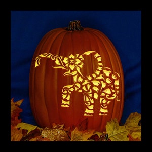 Floral Elephant - Carved Foam Pumpkin