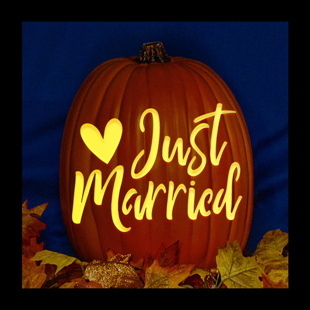 Just Married Carved Foam Pumpkin Etsy