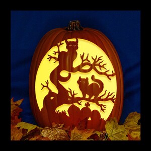 Cats on a Tree - Carved Foam Pumpkin
