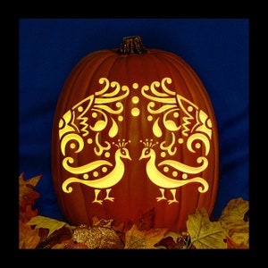 Peacocks - Carved Foam Pumpkin