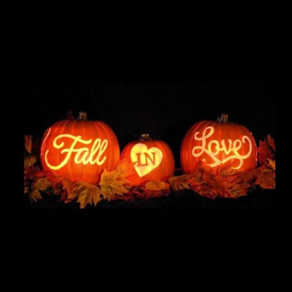Fall in Love With Hearts Shaded - Carved Foam Pumpkin - Etsy