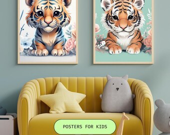 Tigrotto digitale / Arte murale per la cameretta dei bambini / Download di stampe di animali / Decorazioni per la cameretta dei bambini / Regalo per baby shower / Arte murale per bambini / Download digitale