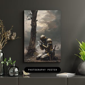 Lost Knight Fantasy Art Print: Medieval Knight Illustration (Digital Download 1,886 x 3300 px)
