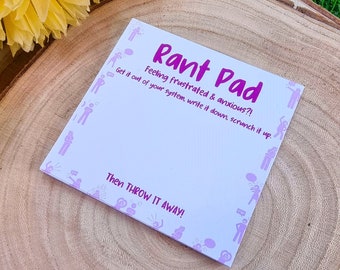 Rant Pad - Small Desk Notepad - Anxiety Purple Stationary - Handmade Notepad - Mental Health - Self Love Club