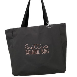 Personalized Embroidered Zipper Tote Bag, Daycare Bag, School Bag, Cleanable Tote