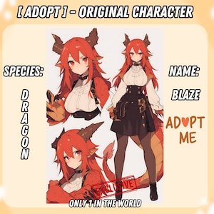 Dragon Girl OC Adopt | Instant Download | Exclusive Original Character | Fantasy Character | Character Sheet | Reference Design | Furry