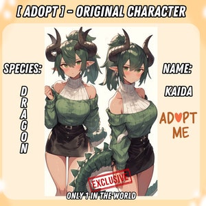 Dragon Girl OC Adopt | Instant Download | Exclusive Original Character | Fantasy Character | Character Sheet | Reference Design | Furry