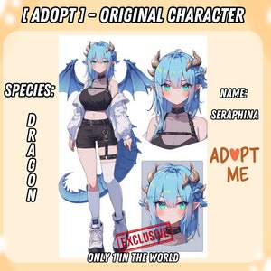 Dragon Girl OC Adopt | Instant Download | Exclusive Original Character | Fantasy Character | Character Sheet | Reference Design | Furry
