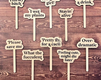 Punny Plant Stakes, Wooden Funny Plant Markers, Plant Lady Gift, Plant Lover Gift, Punny Plant Stakes, Punny Plant Tags, Plant Marker