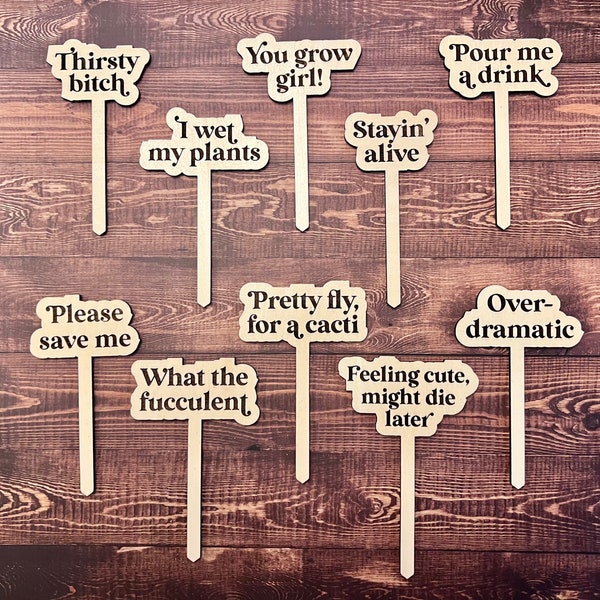 Punny Plant Stakes, Wooden Funny Plant Markers, Plant Lady Gift, Plant Lover Gift, Punny Plant Stakes, Punny Plant Tags, Plant Marker