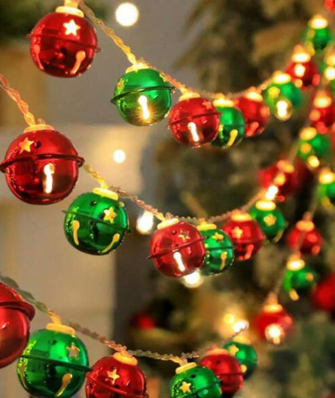 Bell Christmas Lights String Lights Holiday Bell String Etsy